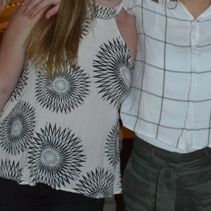 White and black floral halter